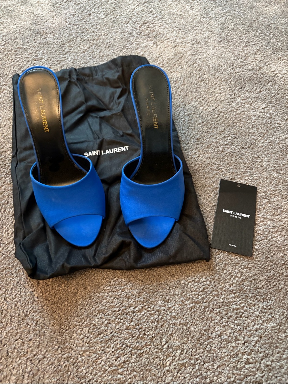 Saint Laurent Royal Blue Open-Toe Slide Mules